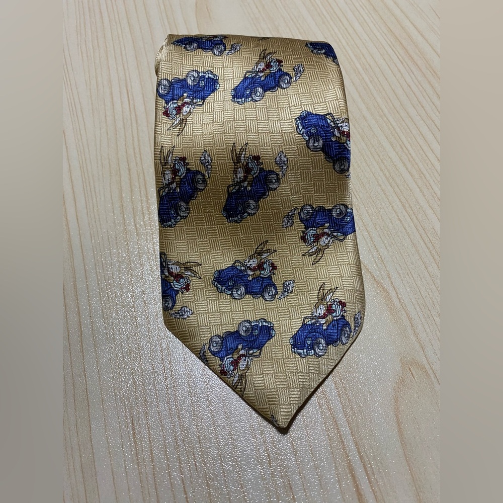 Gold and Blue Patterned Men's Tie Bunny